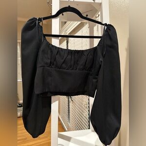Princess Polly Black Puff Sleeve Blouse